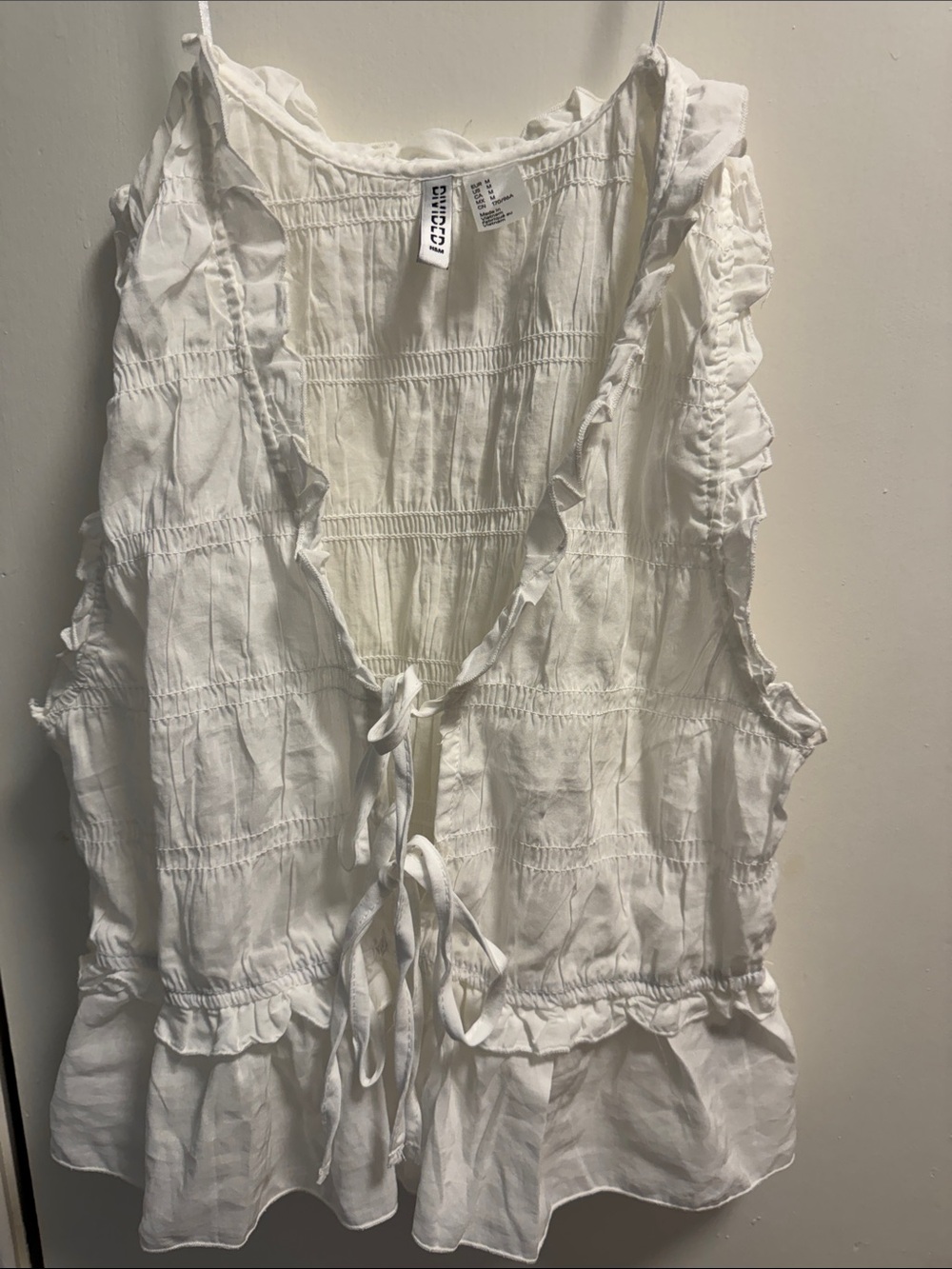 Elevated White Ruffle Tie-Front Sleeveless Top
